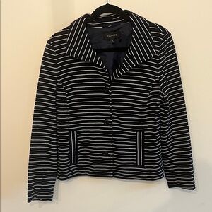 Talbots Navy and White Striped Women's Blazer